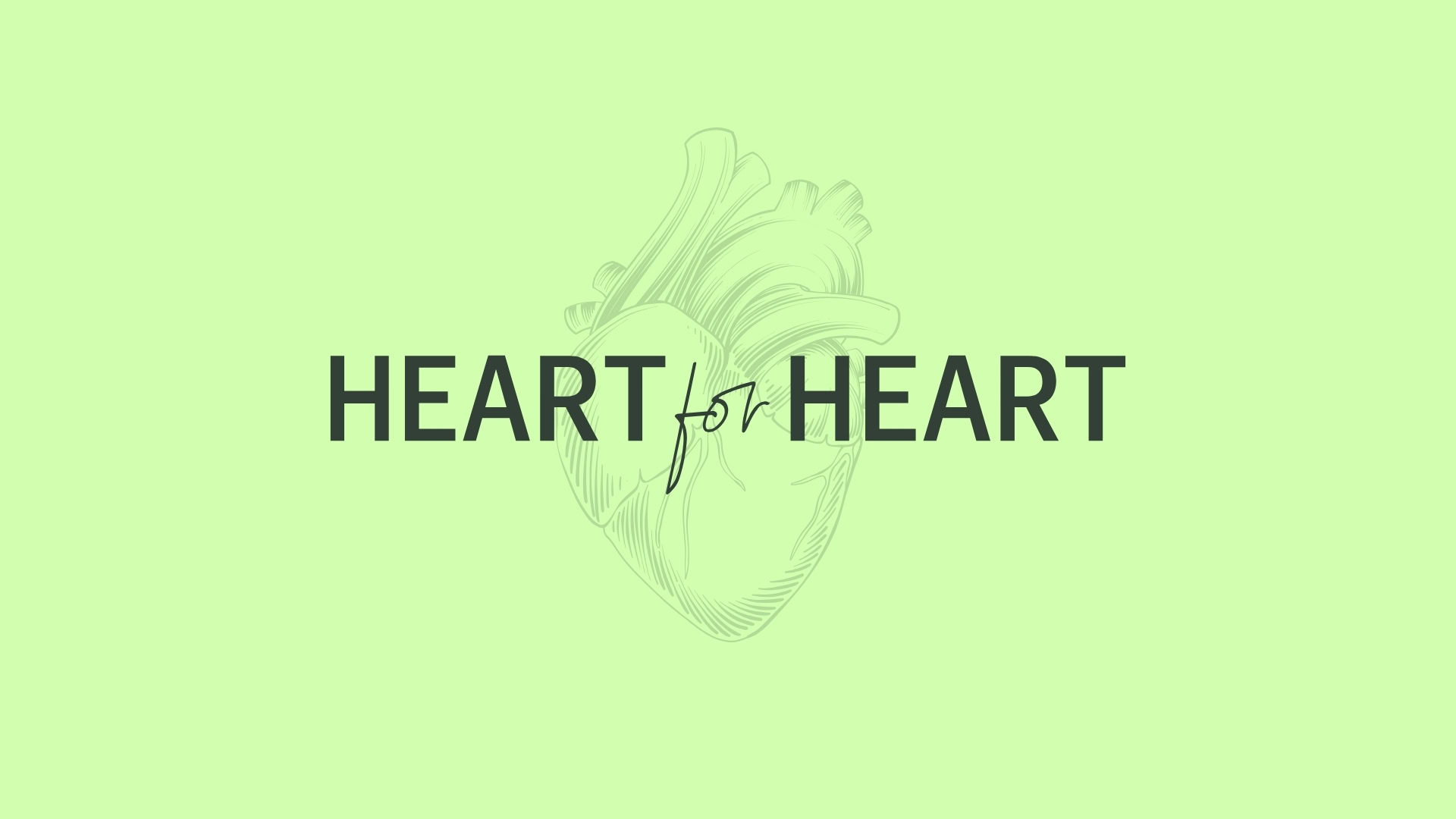 Illustration eines menschlichen Herzens mit Text "HEART for HEART".