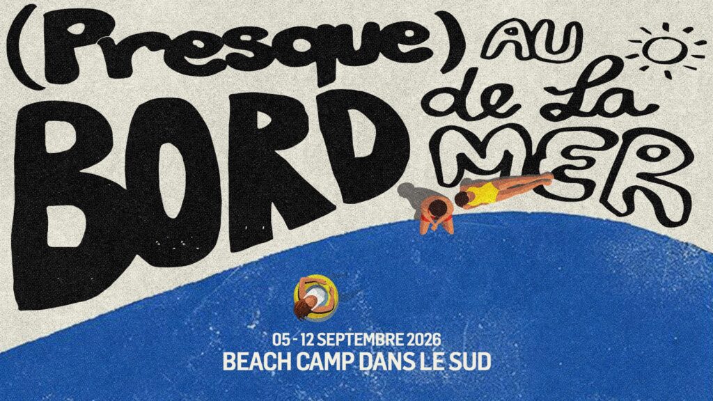 Text on the image reads "Presque au bord de la mer" with a sun icon.