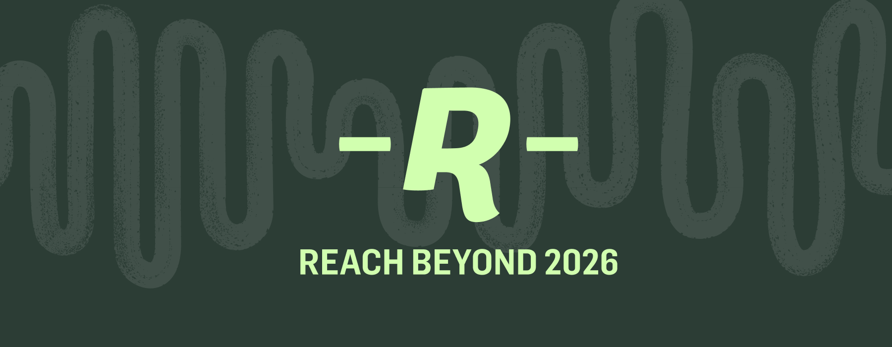 Logo mit einem großen, weißen Buchstaben "R" in der Mitte, umgeben von grünen Wellenlinien.