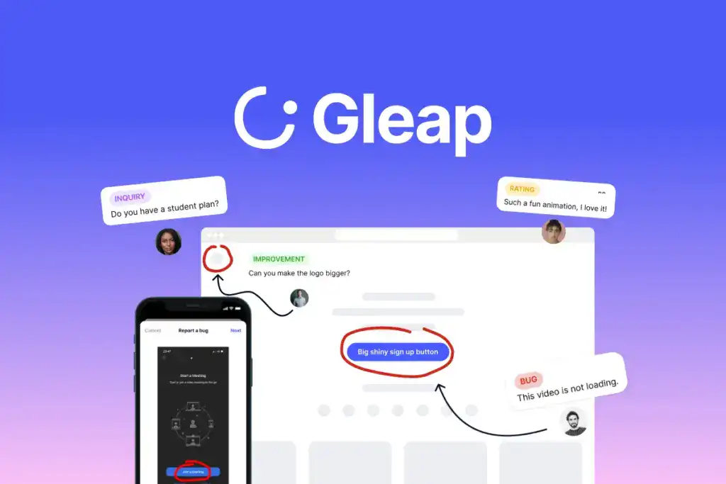 Gleap Feedback Tool with UI comments and smartphone
