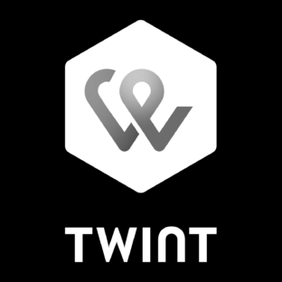 TWINT Logo auf schwarzem Hintergrund